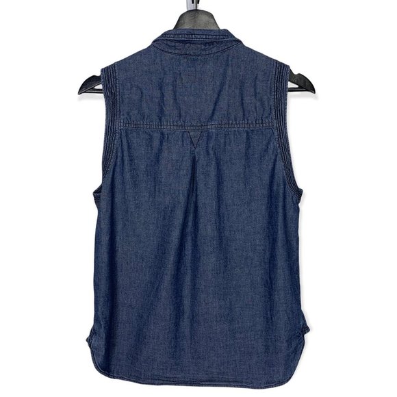 ALC Blue Chambray Sleeveless Button Up Top Medium - Picture 2 of 6